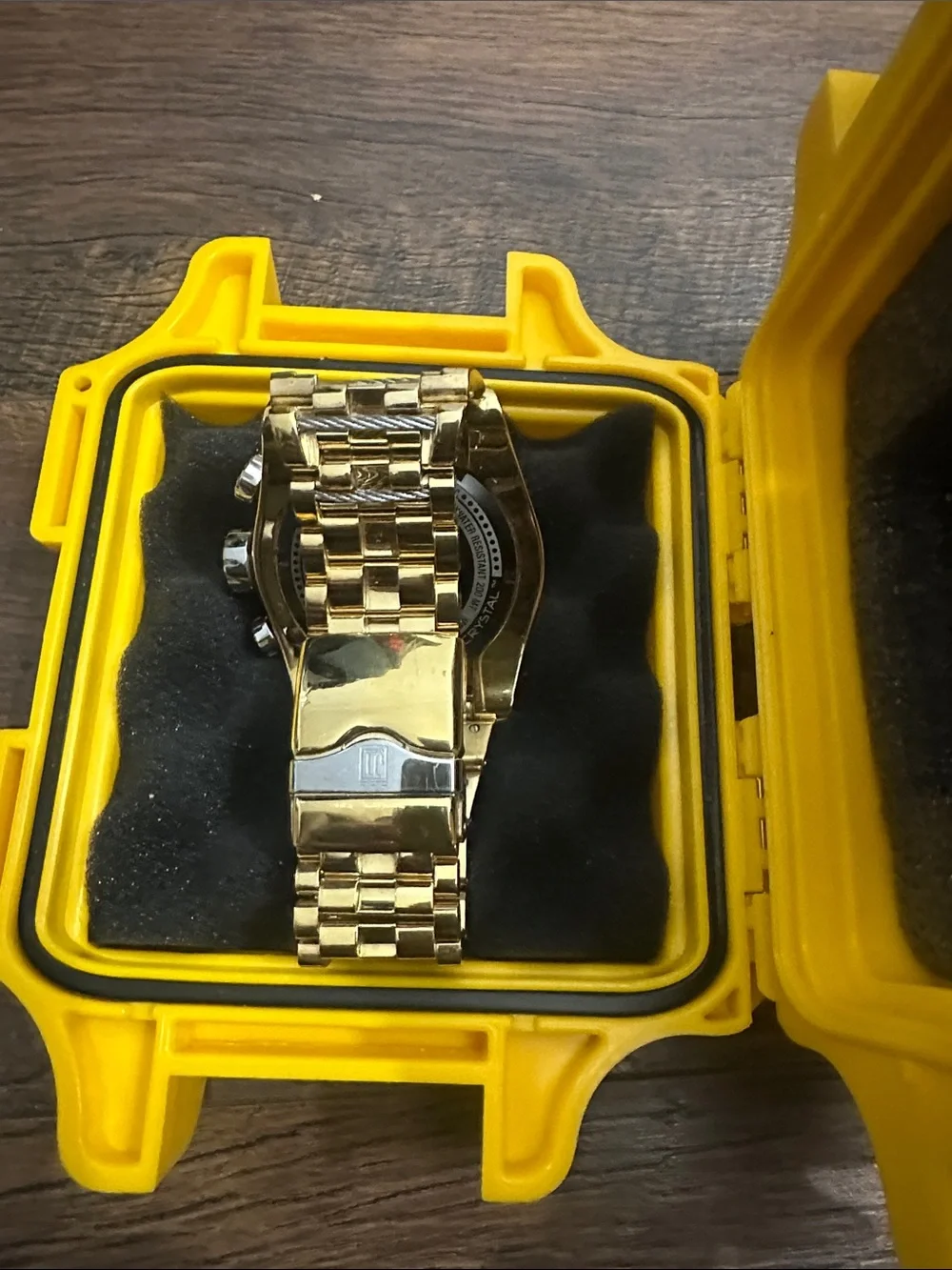 Invicta Gold and Black Men's Chronograph Watch in Yellow Case